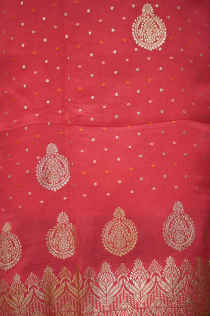 Pink Chinon Bandhej Banarasi Suit