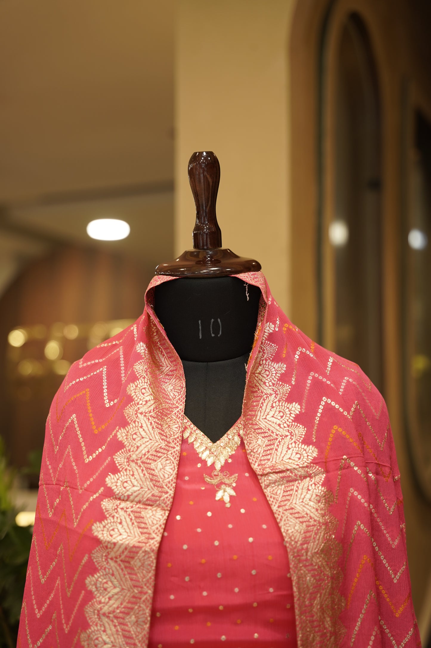 Pink Chinon Bandhej Banarasi Suit