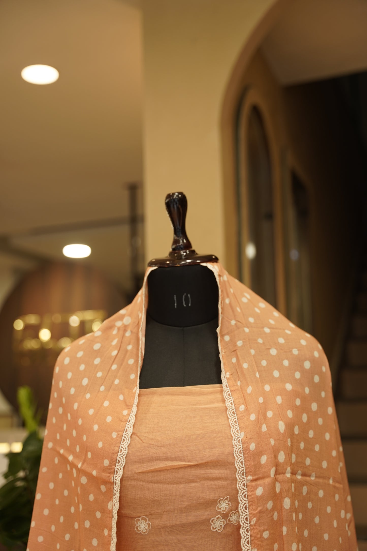 Chanderi Suit with Applique WorkPeach Mul