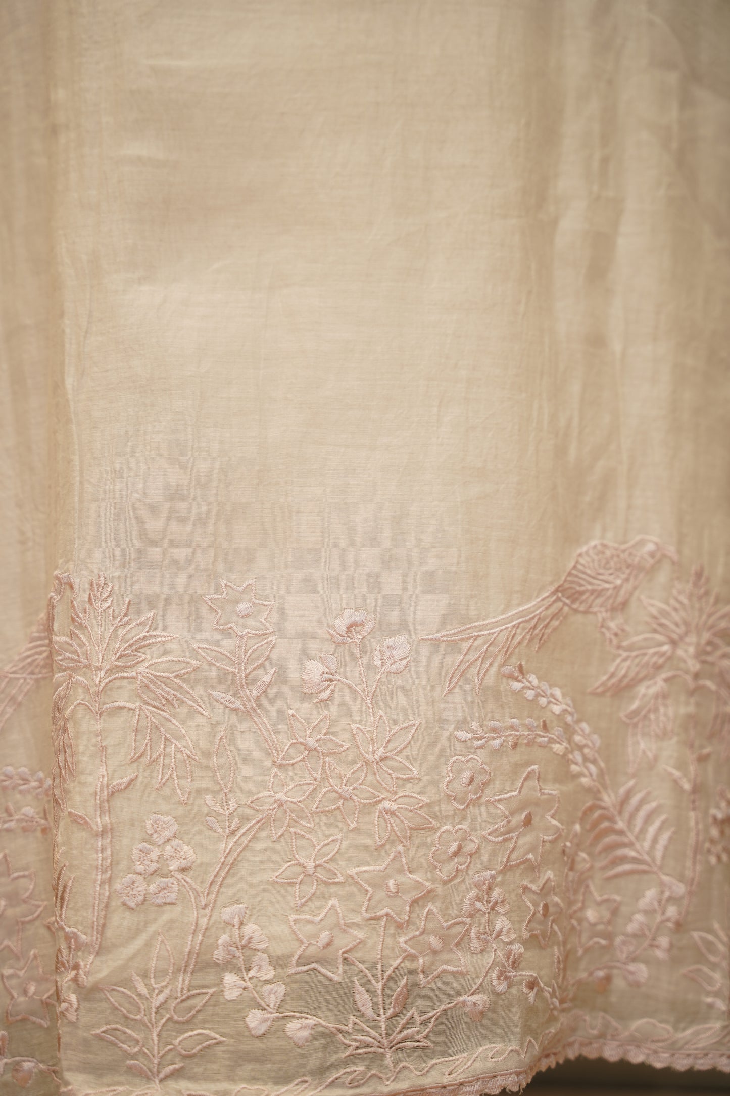 Dusty Mul Chanderi Suit with Hand Applique Work