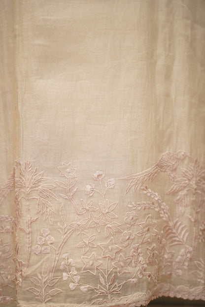 Dusty Mul Chanderi Suit with Hand Applique Work