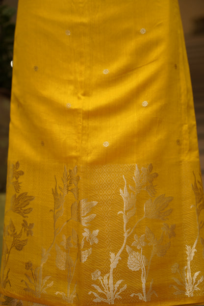 Yellow Chinia Silk Banarasi Suit with Daaman Zari