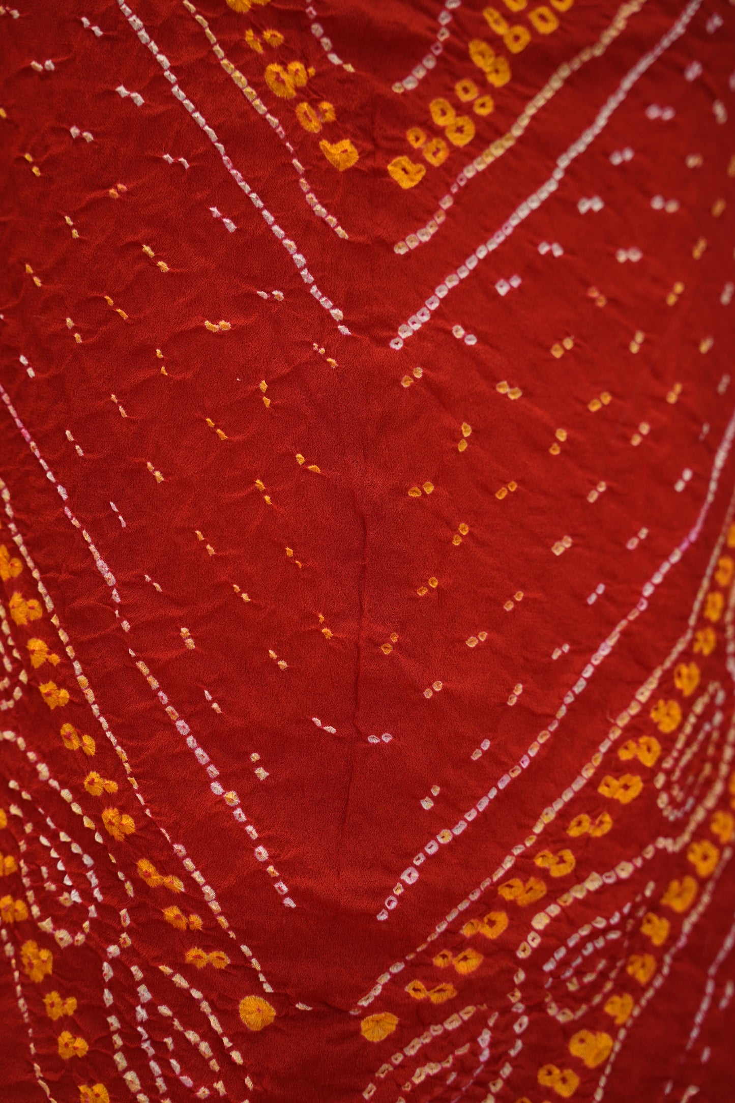 Red Georgette Bandhej Suit with Gota Work