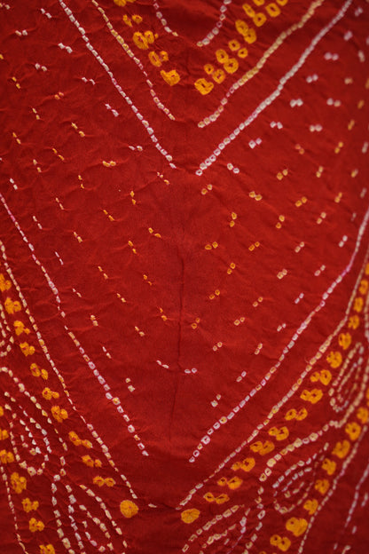 Red Georgette Bandhej Suit with Gota Work