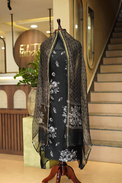 Black Maheshwari Printed Suit