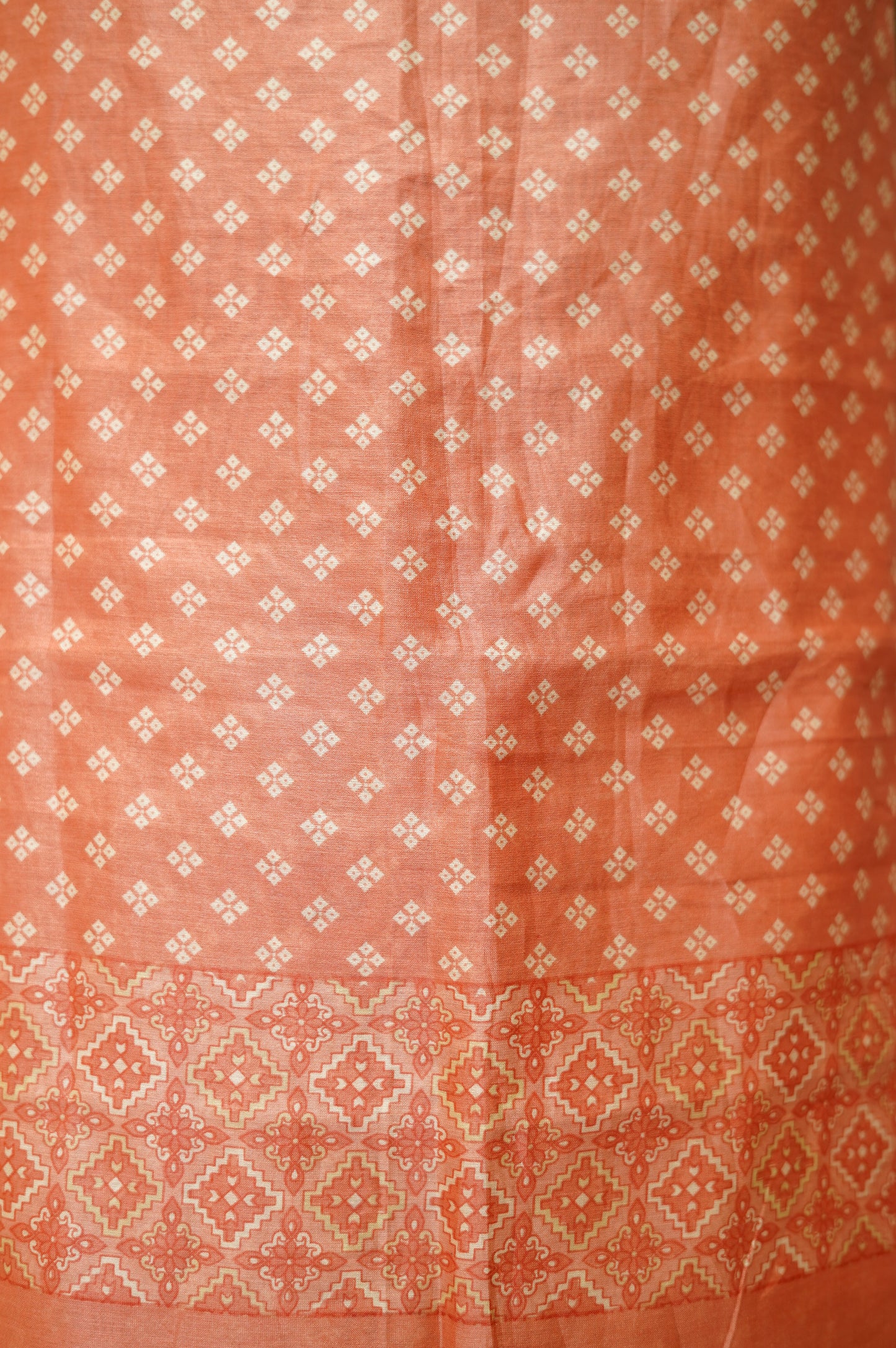 Peach Maheshwari Silk Printed Suit