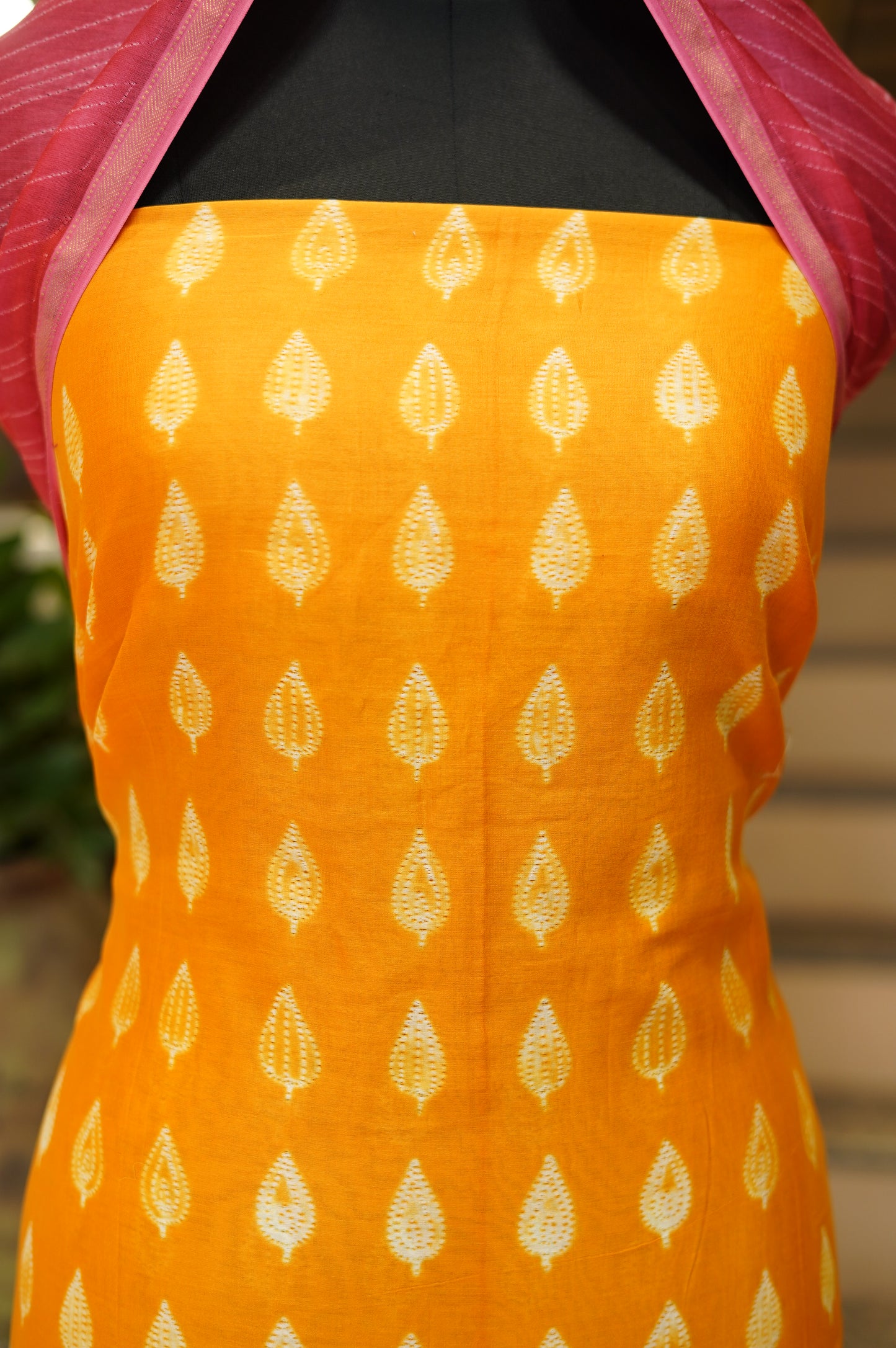 Yellow Maheshwari Silk Shibori Suit