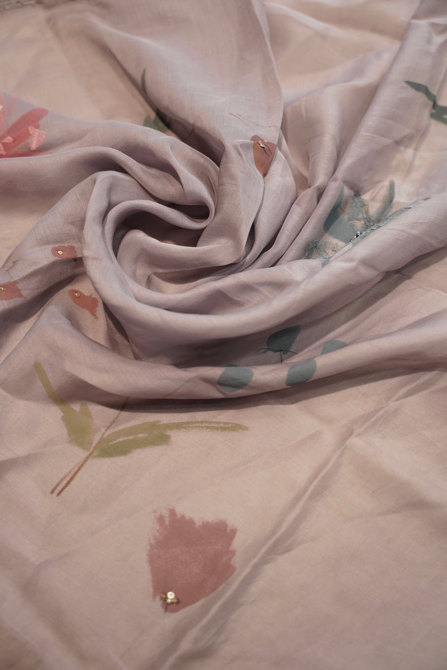 Lavender Mul Chanderi Hand Painted Suit