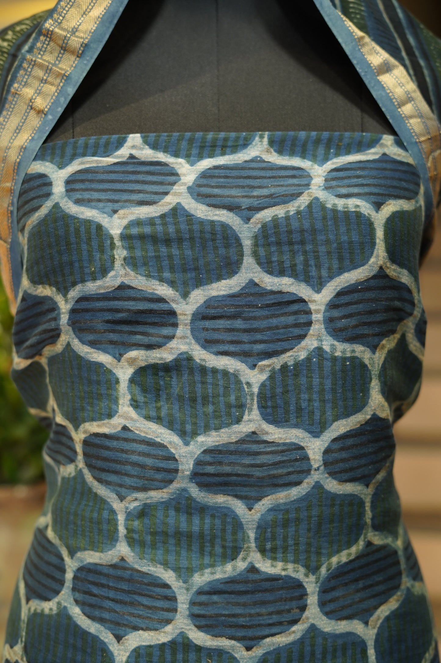 Blue Maheswari Ajrakh Suit