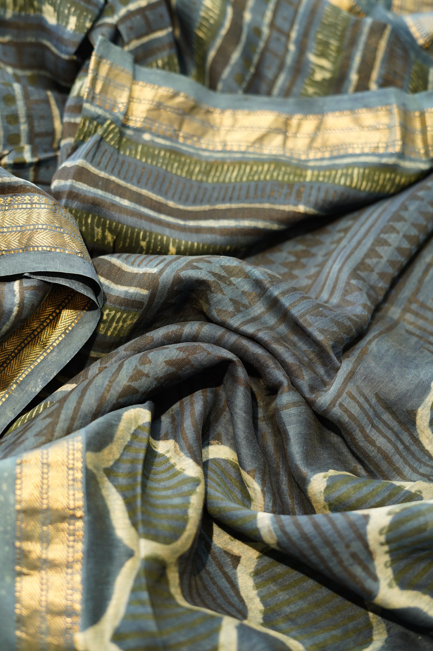 Blue Maheswari Ajrakh Suit