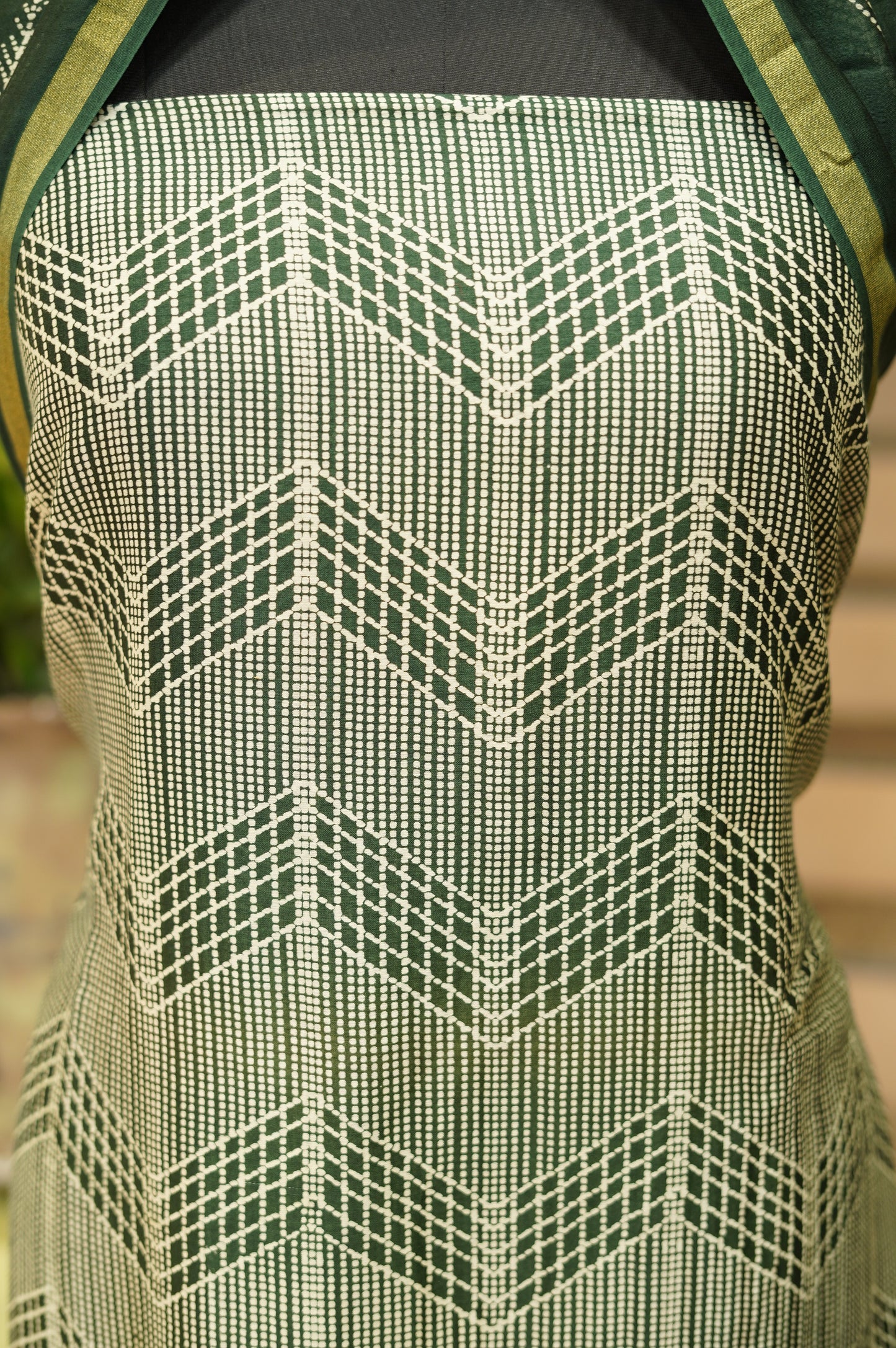 Dark Green Maheshwari Printed Suit