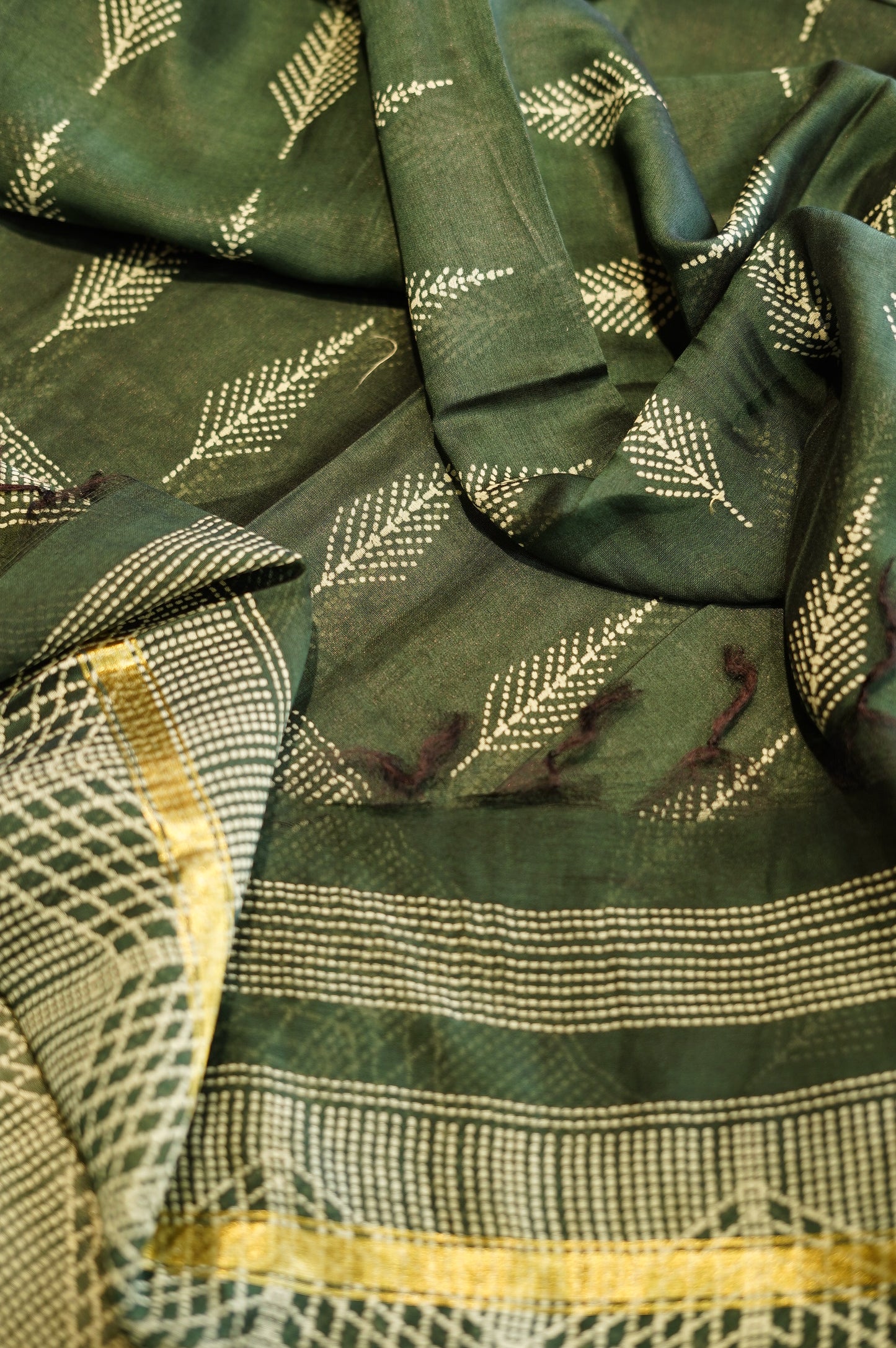 Dark Green Maheshwari Printed Suit