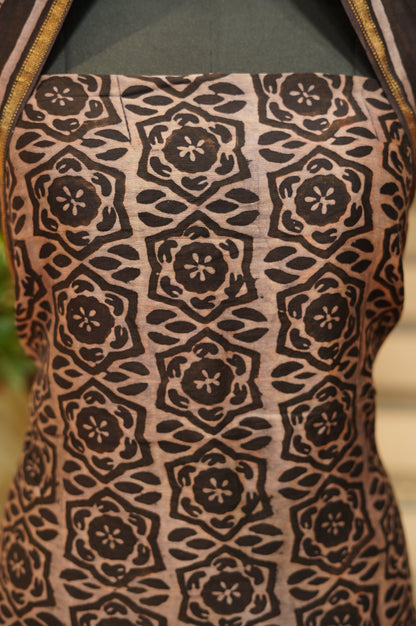 Black Maheshwari Ajrakh Suit