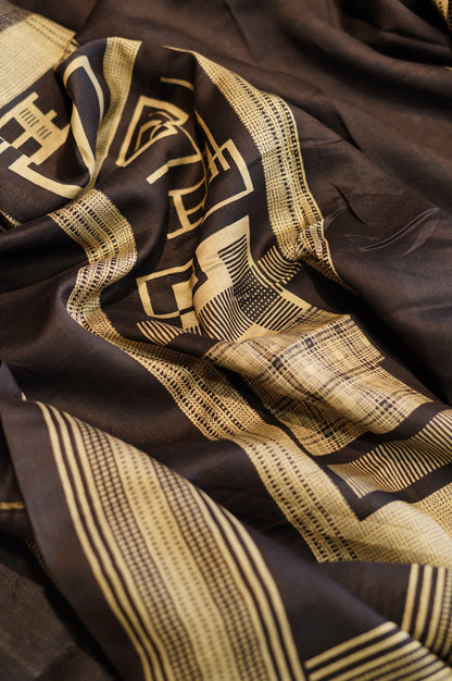 Beige Maheshwari Block Printed Suit