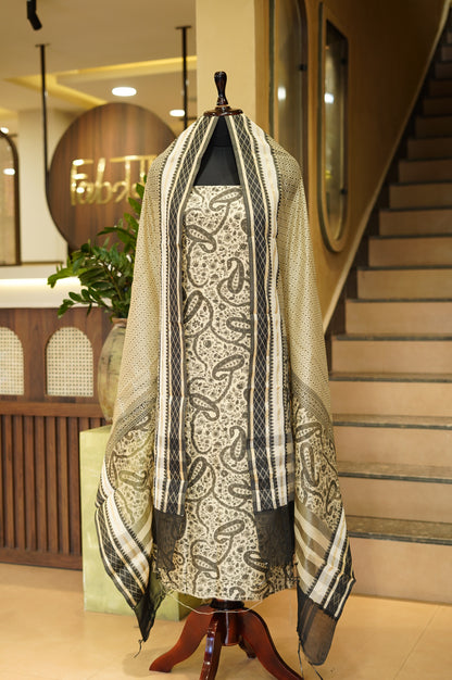 Beige Maheshwari Printed Suit