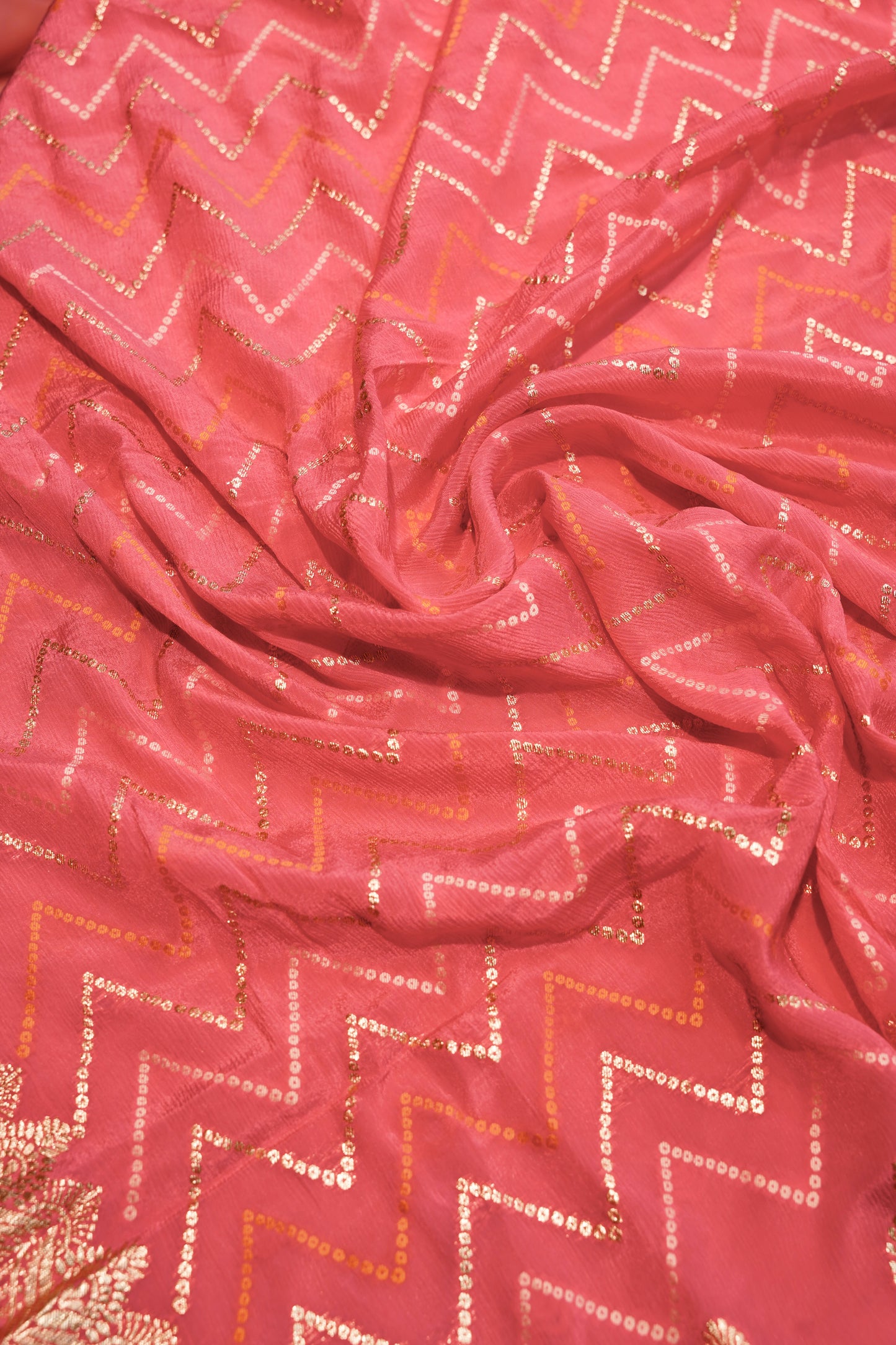 Pink Chinon Bandhej Banarasi Suit