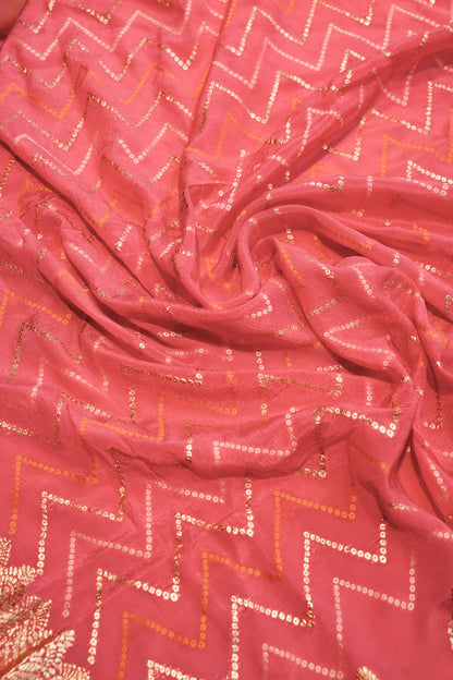 Pink Chinon Bandhej Banarasi Suit