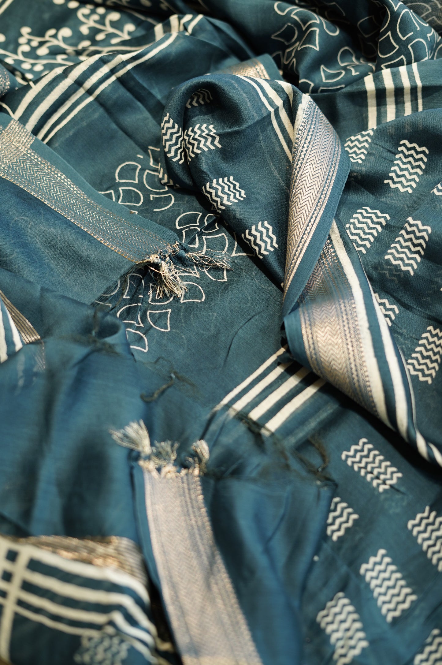 Blue Maheshwari Printed Suit