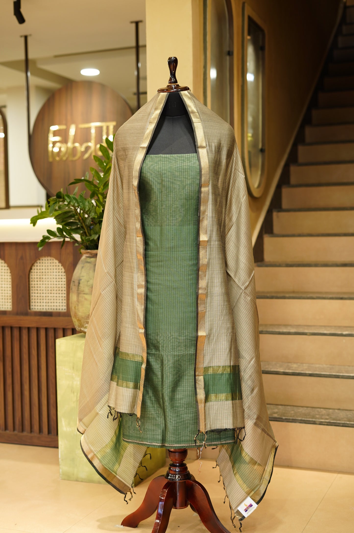 Green Maheshwari Self Suit