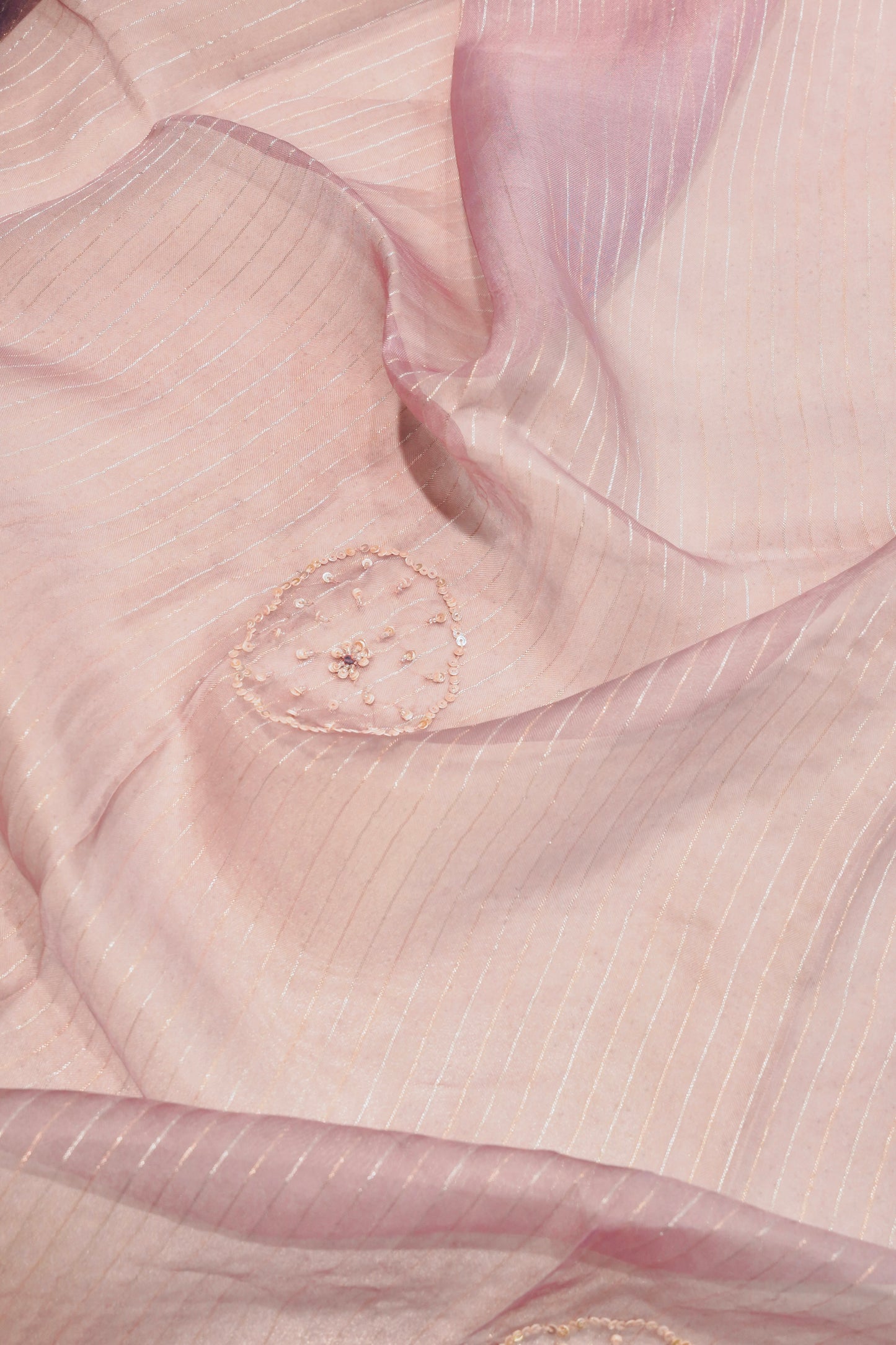Pink Hand Painted Organza Suit with Handwork