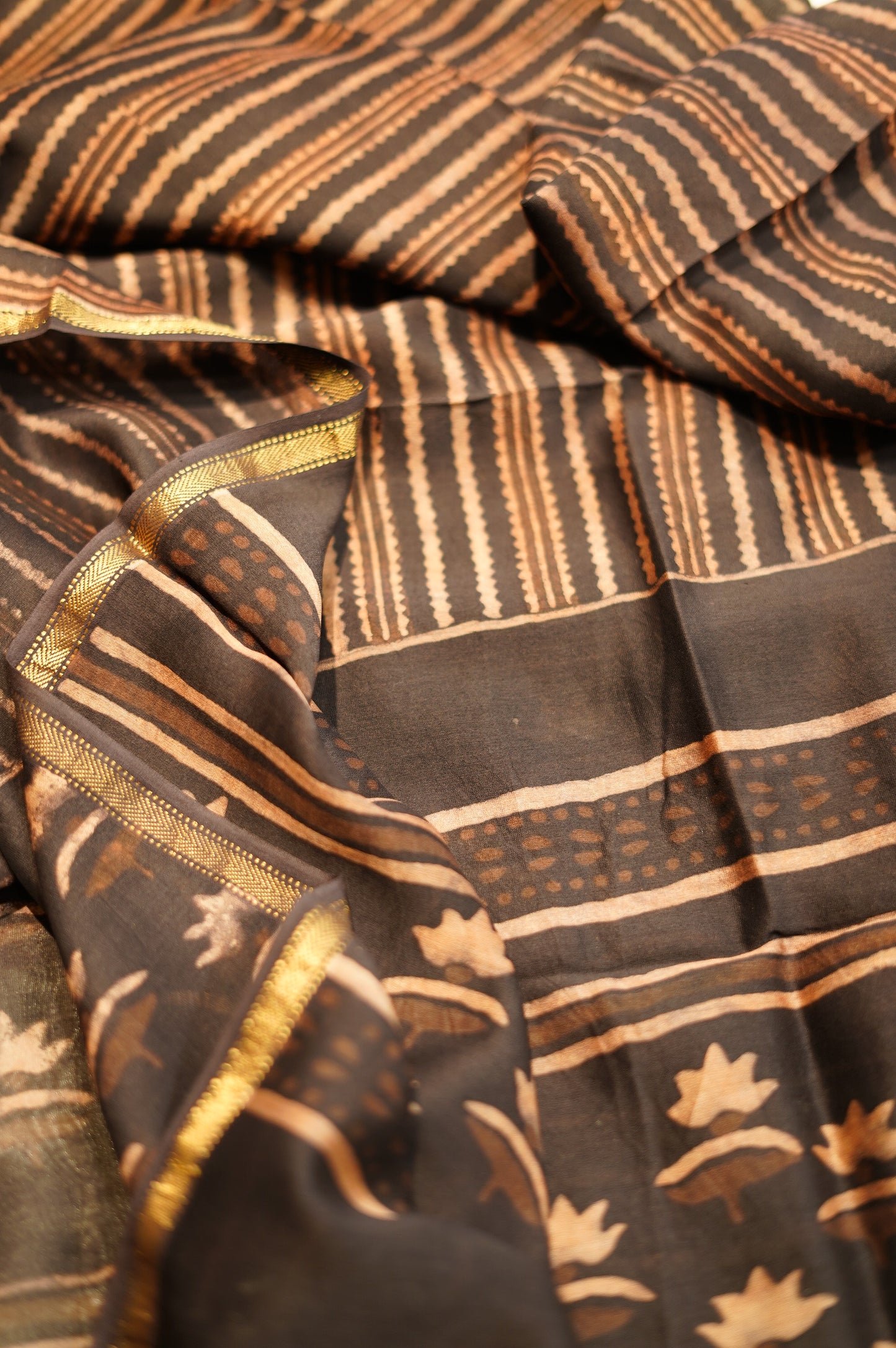 Black Maheshwari Ajrakh Suit