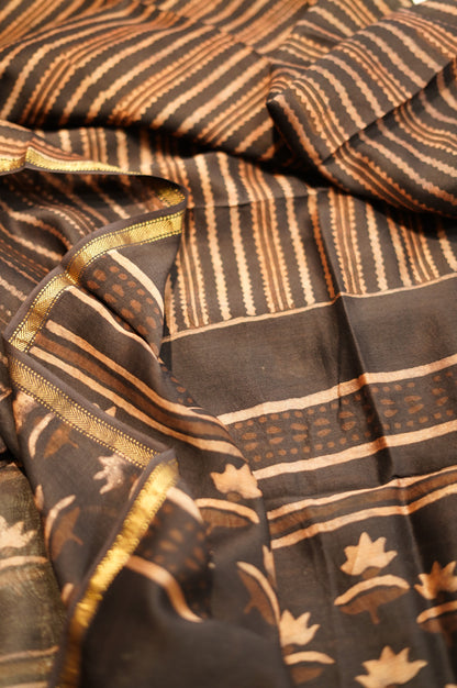 Black Maheshwari Ajrakh Suit