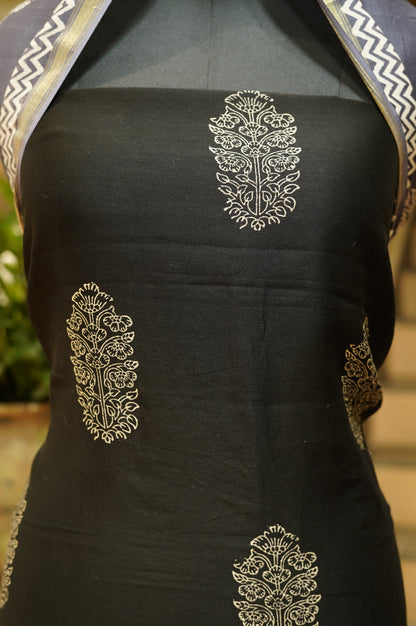 Black Maheshwari Discharge Printed Suit