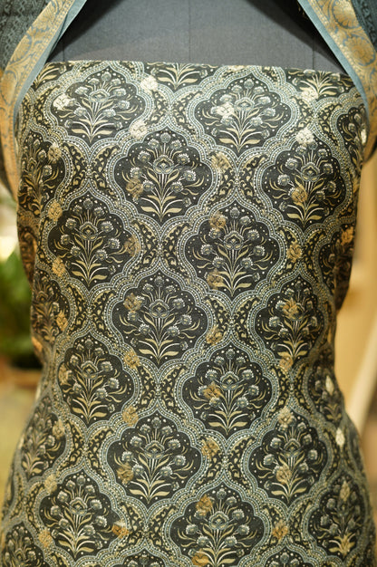 Black Maheshwari Printed Suit with Banarasi Booti