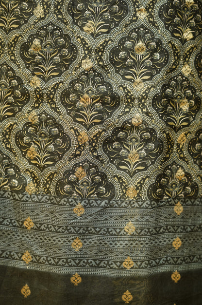 Black Maheshwari Printed Suit with Banarasi Booti