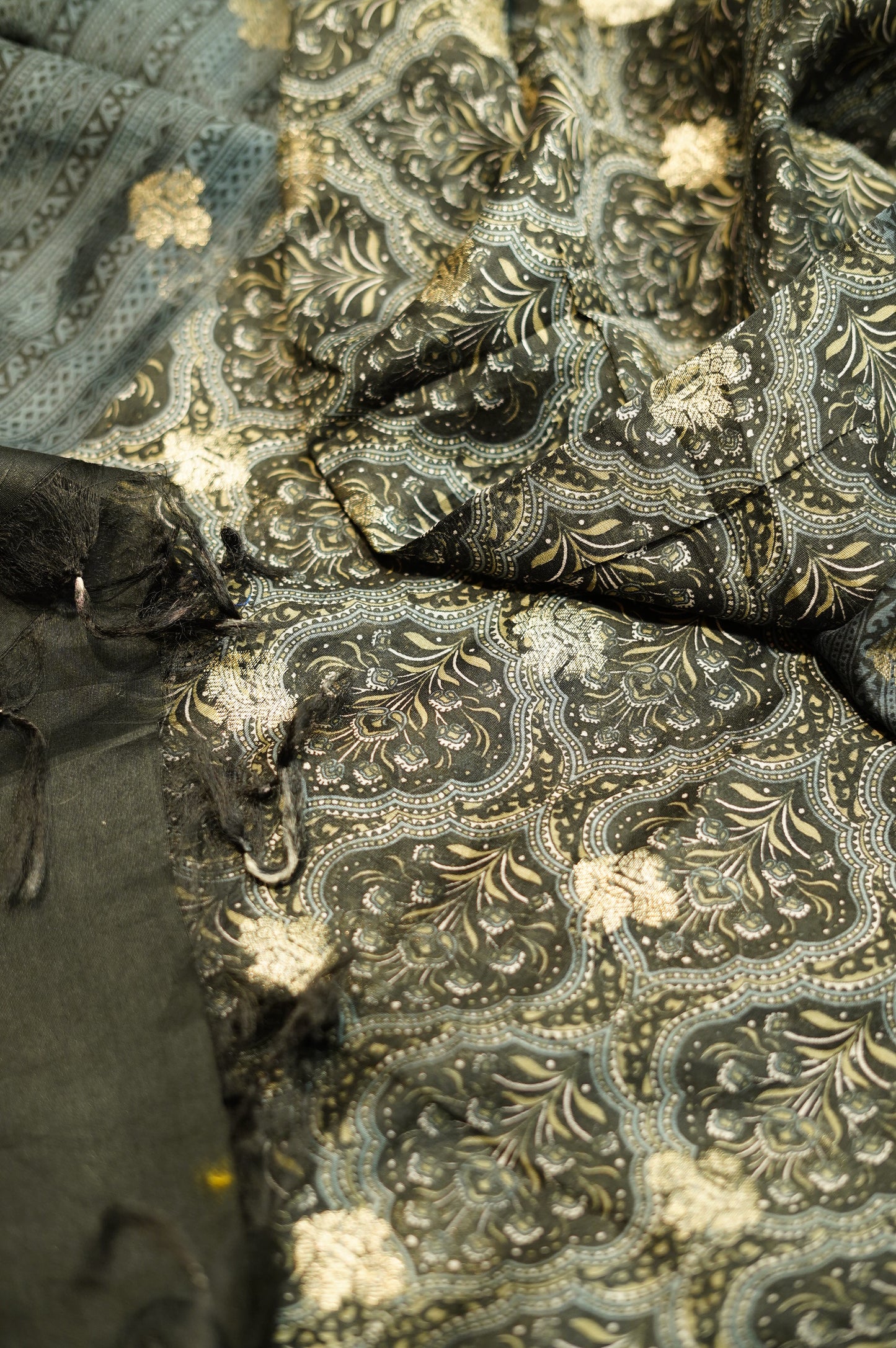 Black Maheshwari Printed Suit with Banarasi Booti