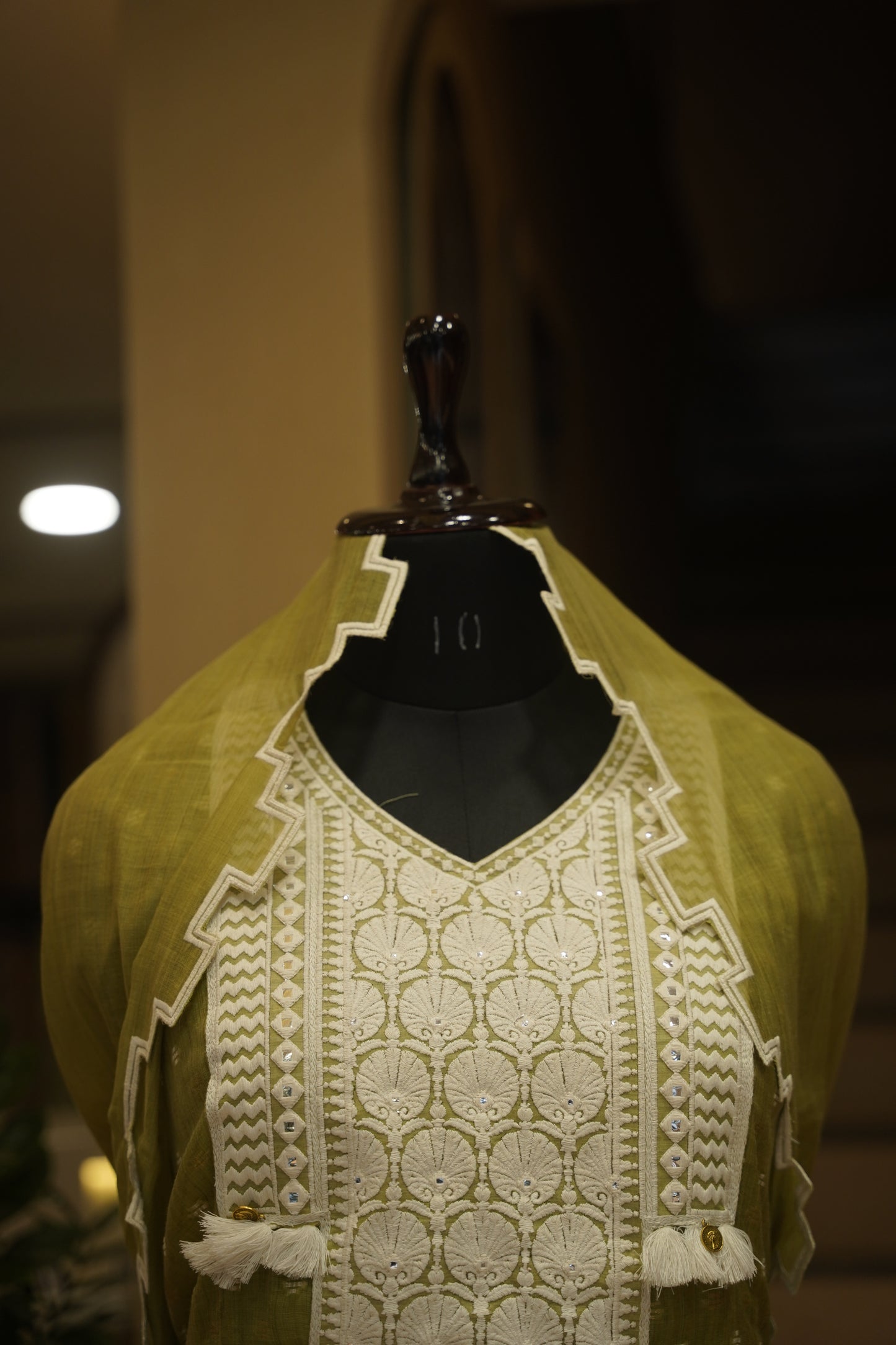 Self Chanderi Suit with Neck Patch