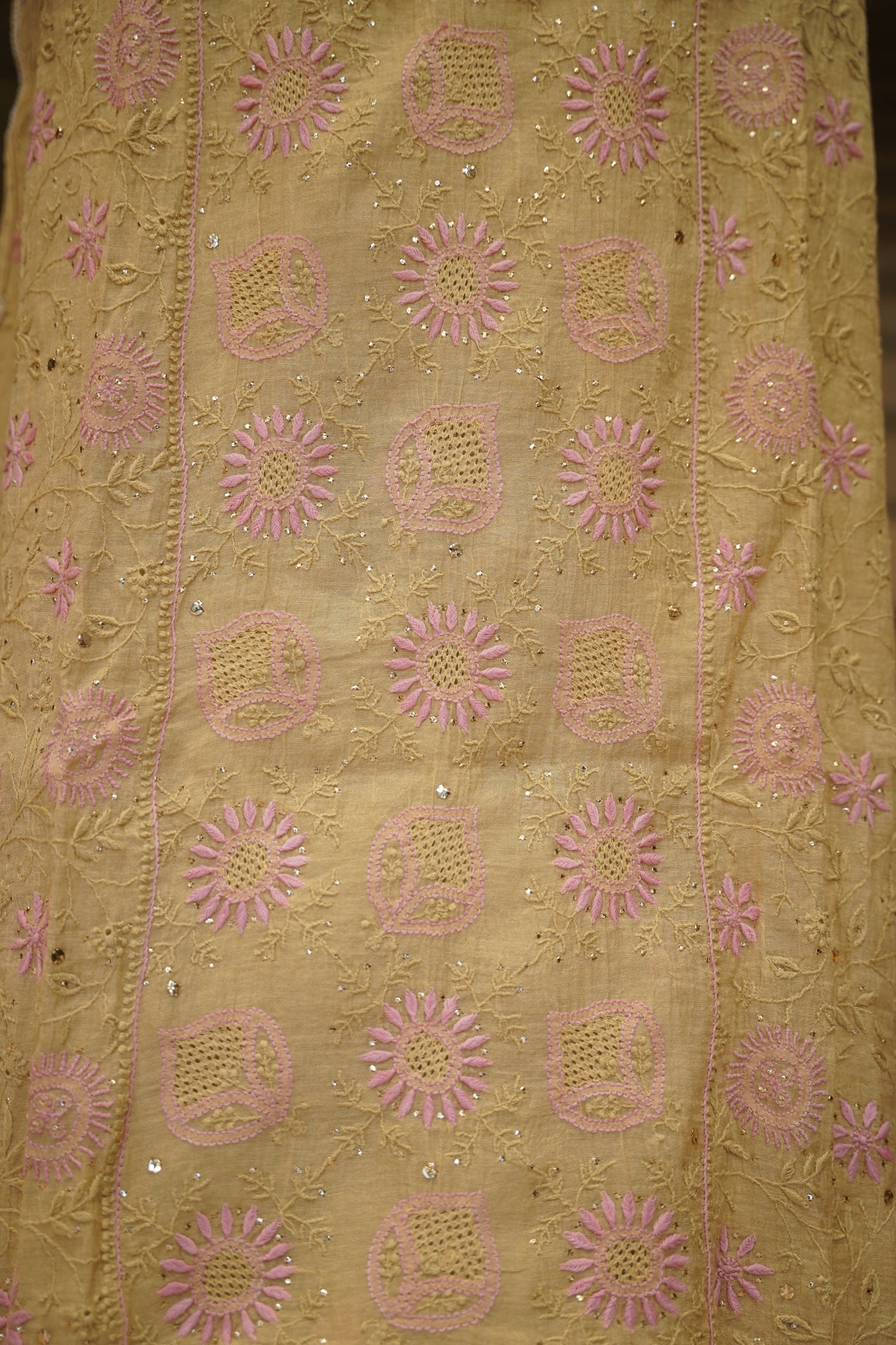 Pure Tissue Golden Lakhnavi Suit