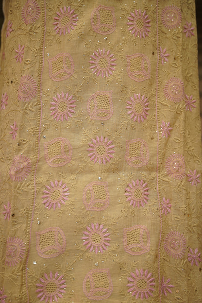 Pure Tissue Golden Lakhnavi Suit