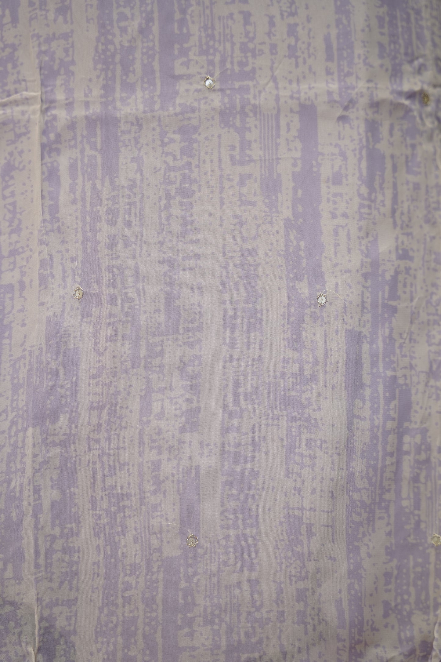 Blue Printed Organza Suit with Neck Work
