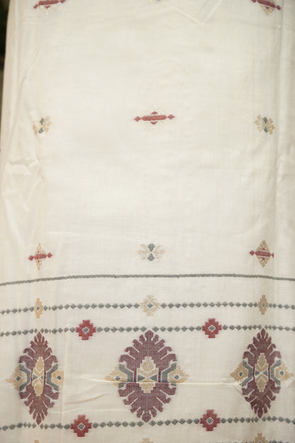 Off White Chanderi Jaamdani Suit