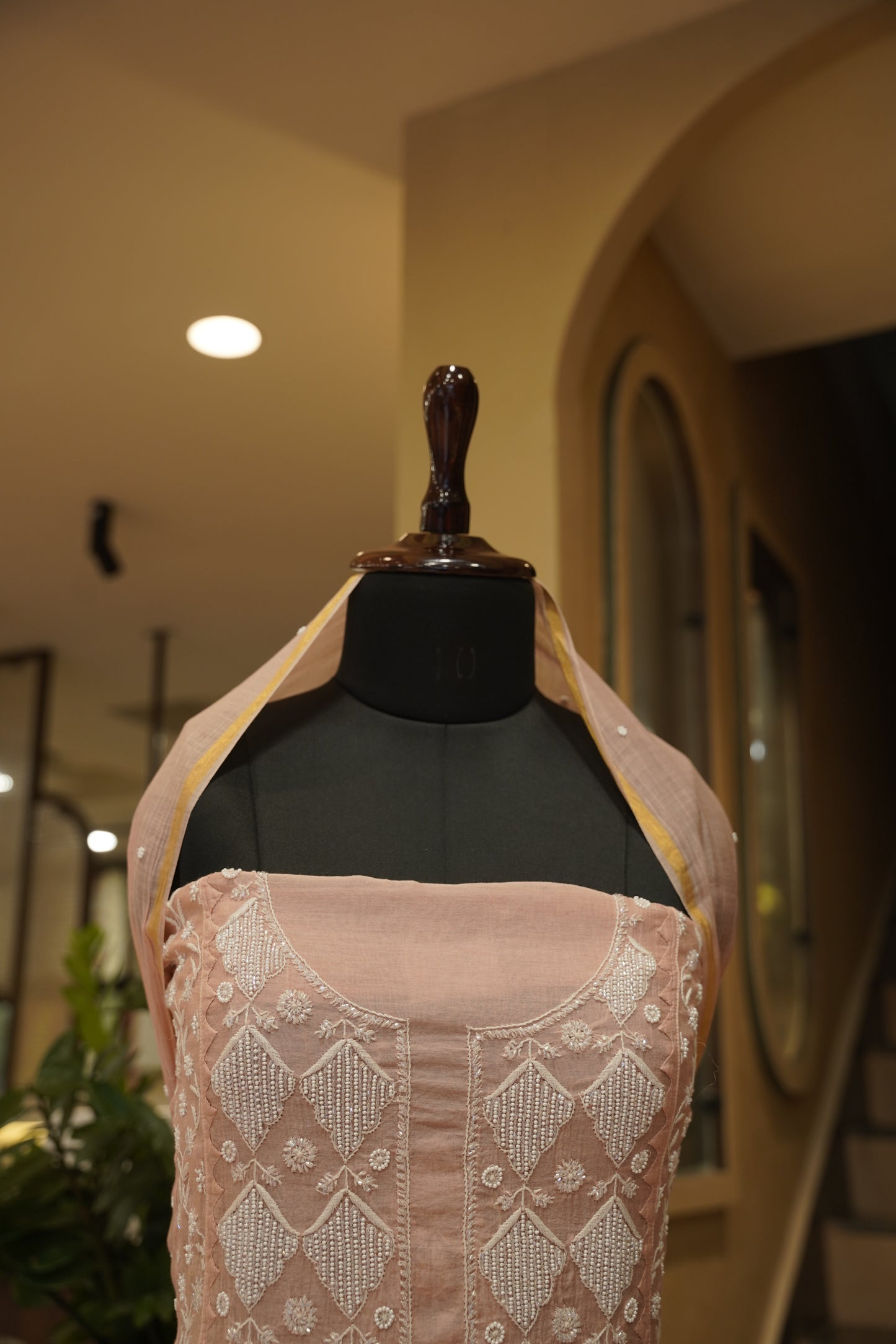 Pink Mul Chanderi Suit with Lakhnavi Handwork