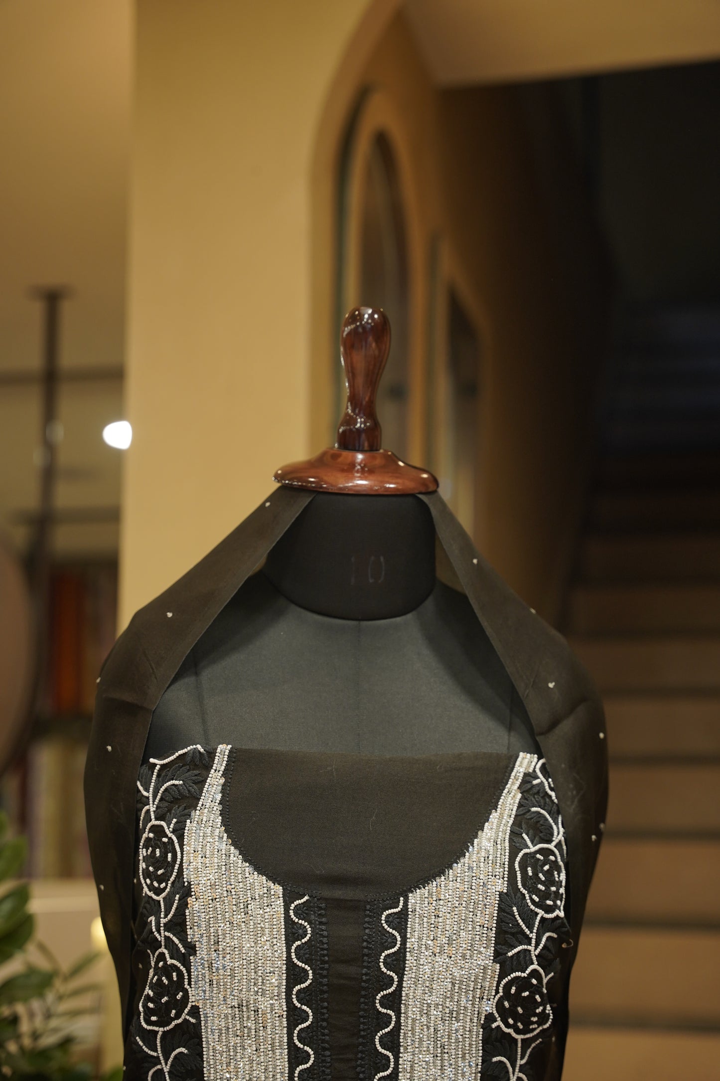 Black Organza Lakhnavi Suit with Handwork