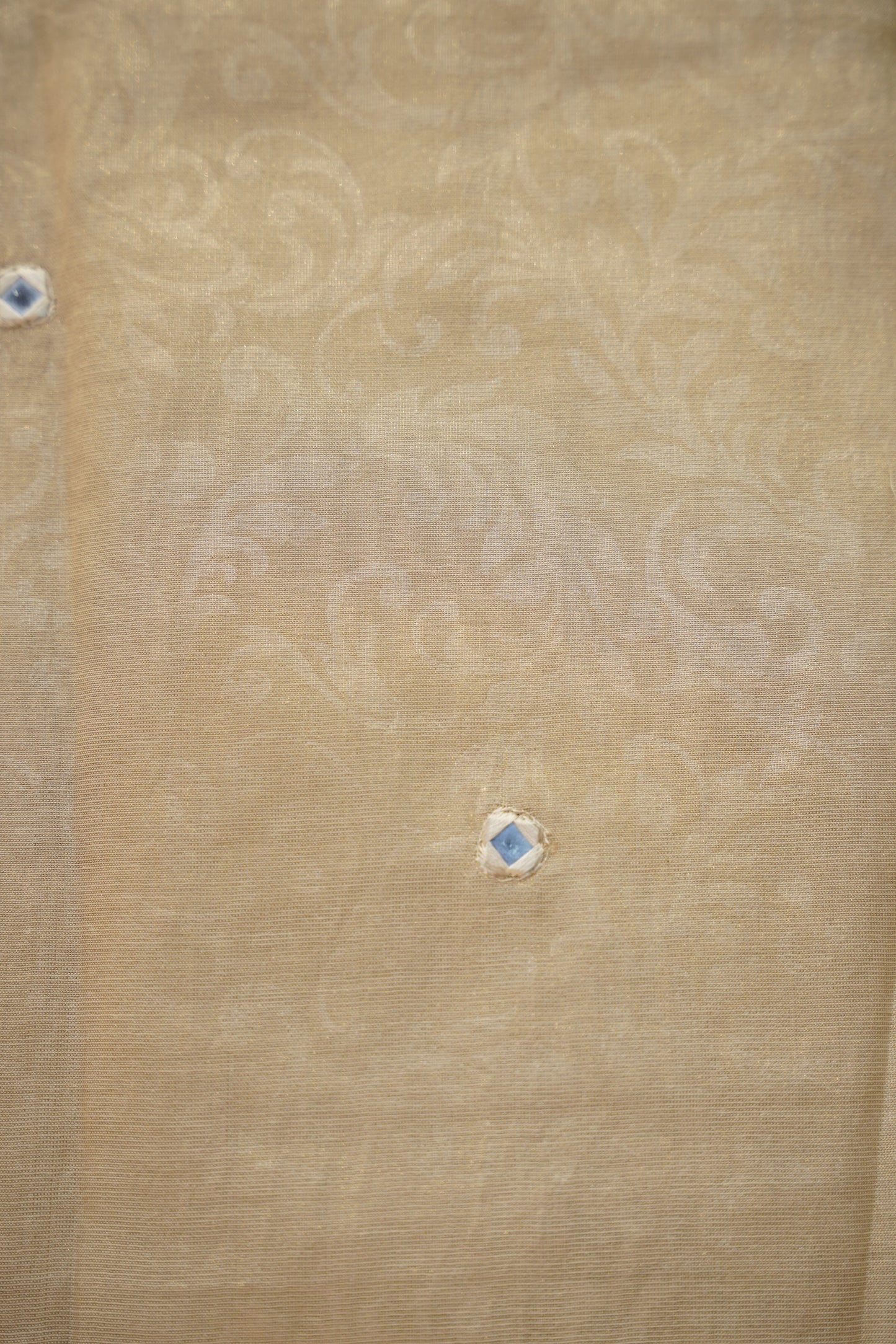 Golden Tissue Suit with Mirror Work