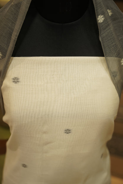 Off White Jamdani Chanderi Suit