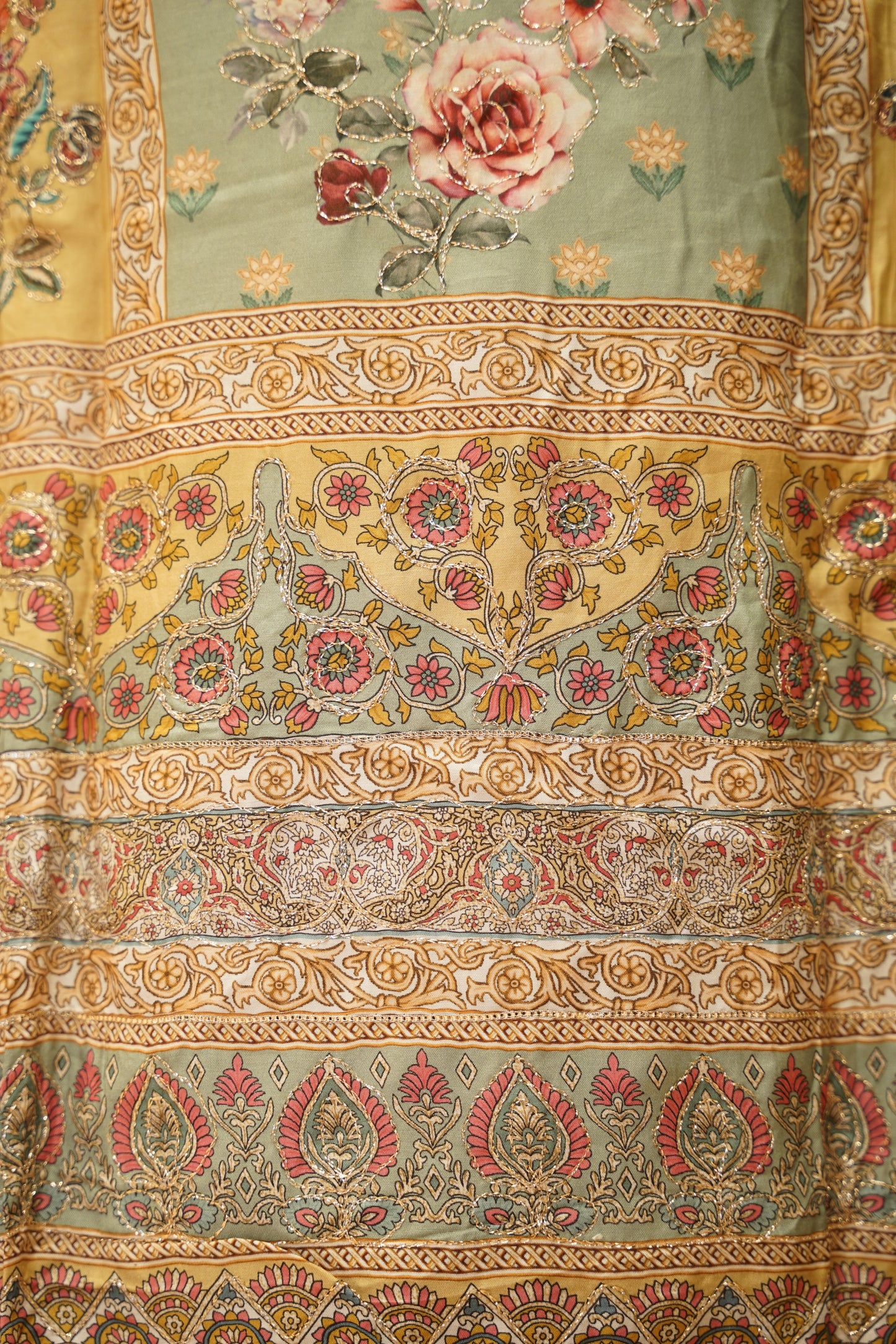 Printed Muslin Suit with Aari Work