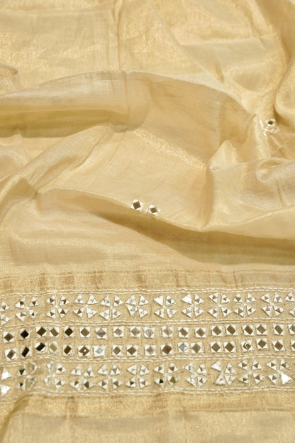 Golden Tissue Suit with Mirror Work