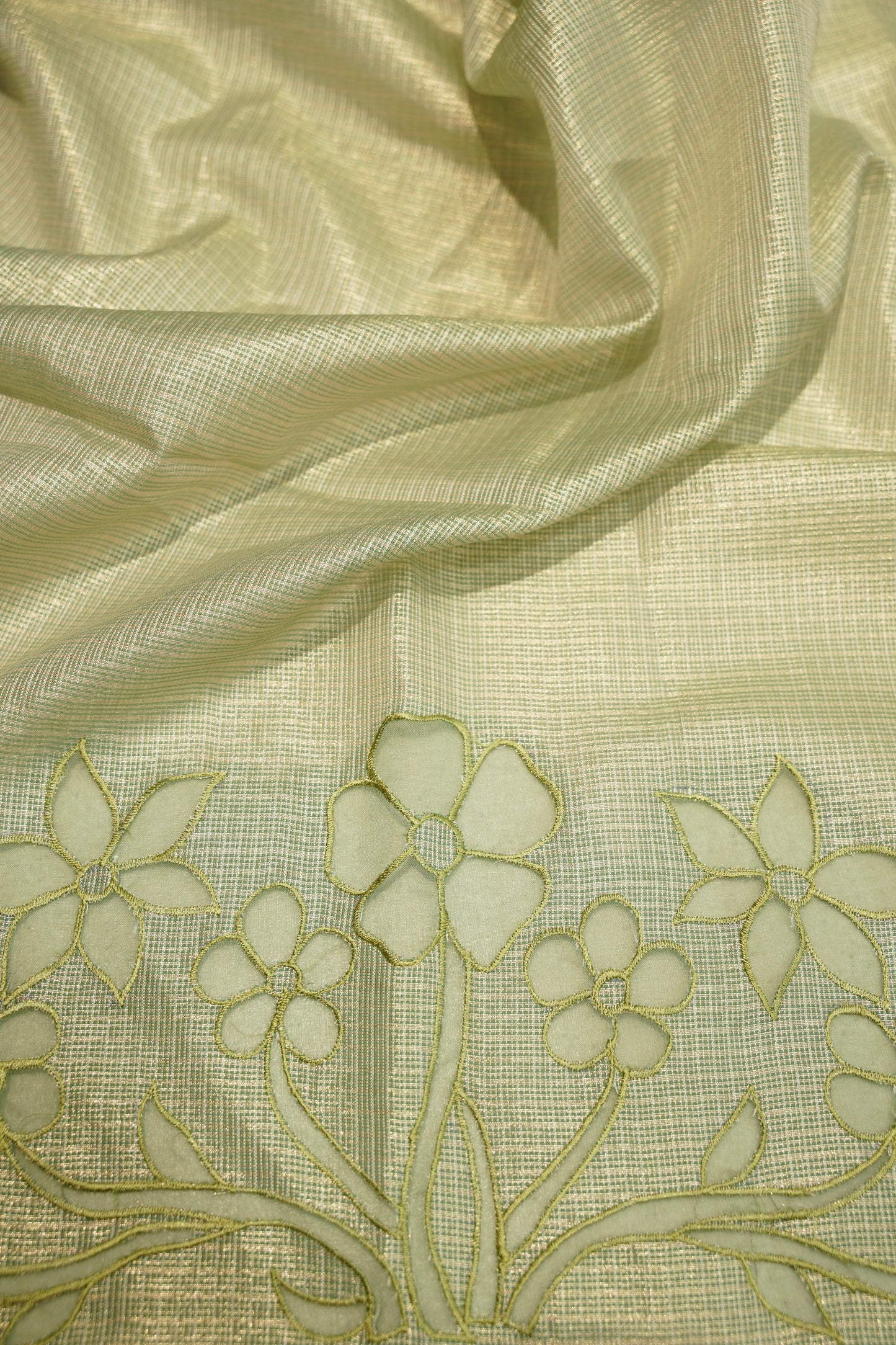 Green Kota Tissue Cutwork Suit