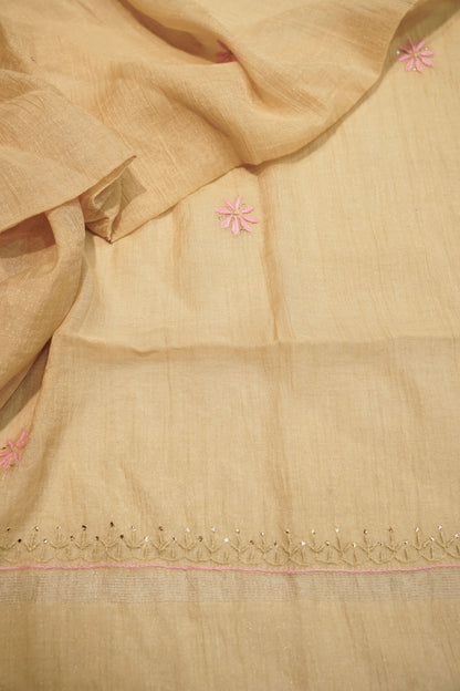 Pure Tissue Golden Lakhnavi Suit