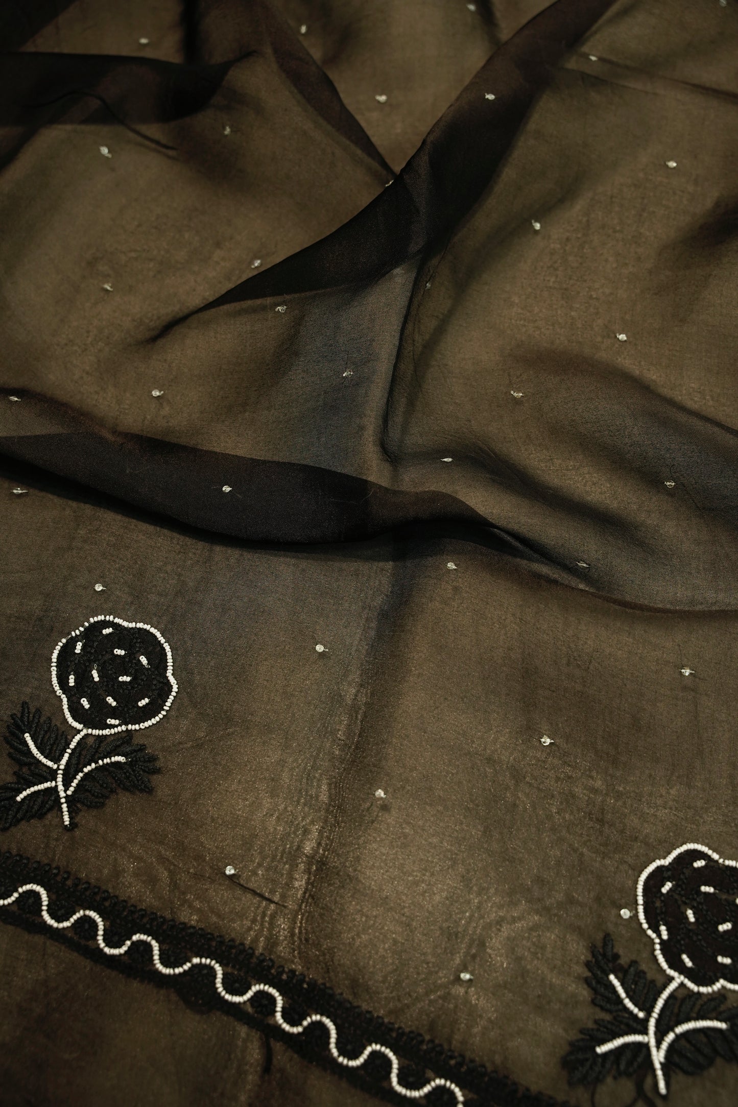 Black Organza Lakhnavi Suit with Handwork