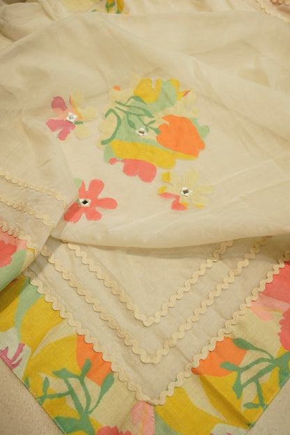 Pure Linen Multicolour Floral Printed Suit