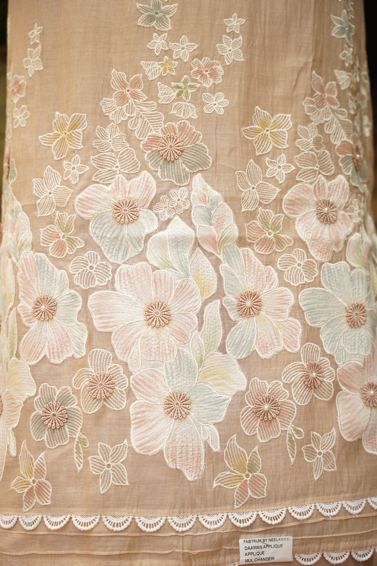 Hand Painted Applique Mul Chanderi Suit