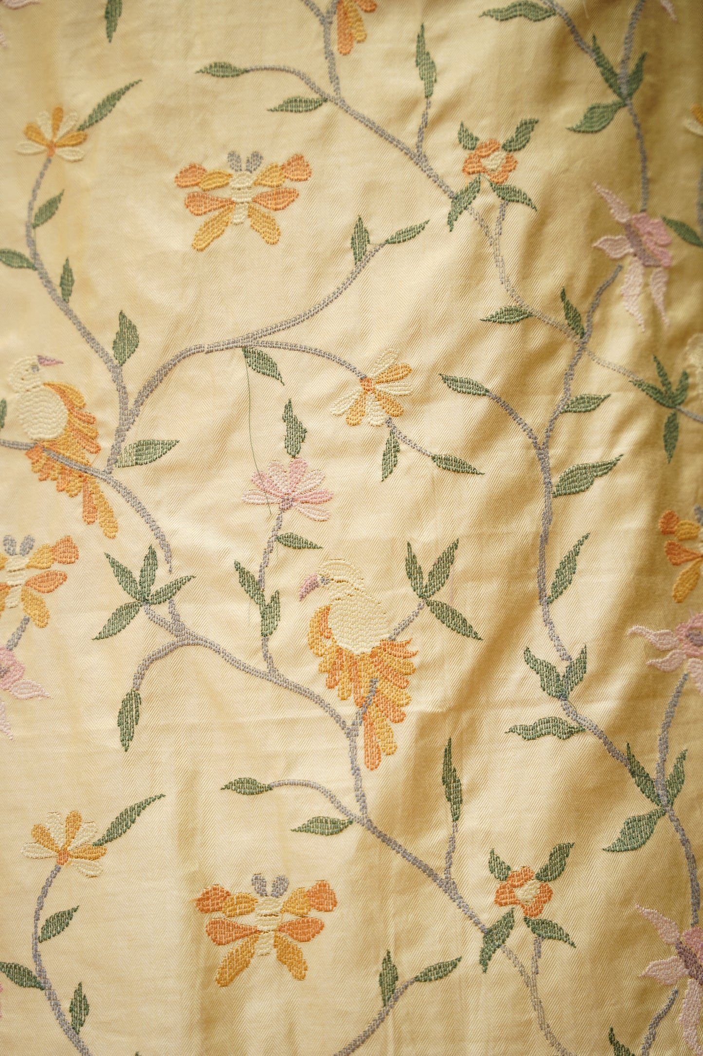 Cream Cotton Silk Suit with Embroidery
