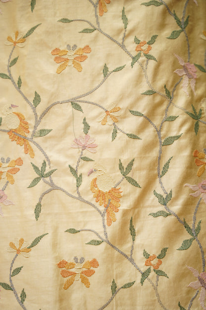 Cream Cotton Silk Suit with Embroidery