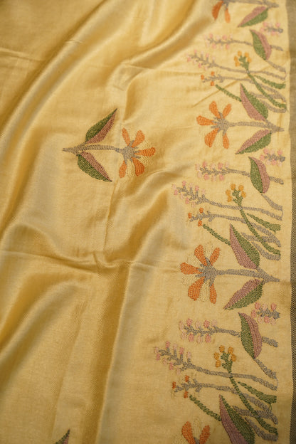 Cream Cotton Silk Suit with Embroidery