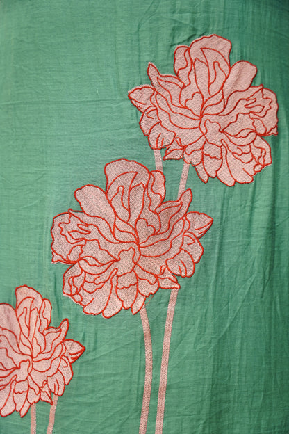 Green Mul Chanderi Suit with Embroidery